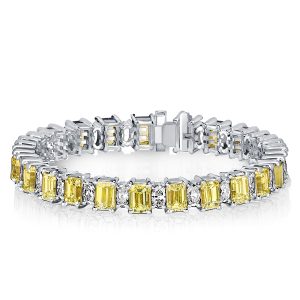 bracelets - Italo Emerald Cut Yellow Topaz & White Bracelets For Wedding, Italo jewelry - Online Catalog