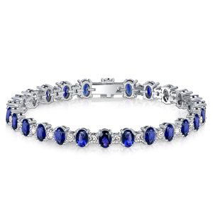 bracelets - Italo Oval Cut Blue Sapphire Tennis Bracelets For Wedding, Italo jewelry - Online Catalog