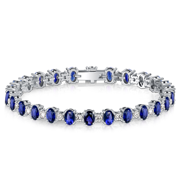 bracelets - Italo Oval Cut Blue Sapphire Tennis Bracelets For Wedding, Italo jewelry - Online Catalog