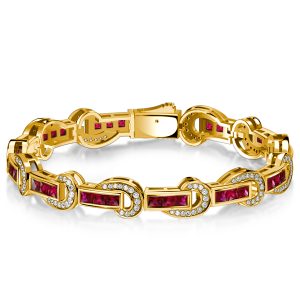 bracelets - Italo Art Deco Princess Cut Ruby Bracelets For Wedding, Italo jewelry - Online Catalog