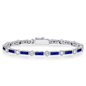 bracelets - Alternating Round White & Triple Blue Bracelets For Wedding, Italo jewelry - Online Catalog