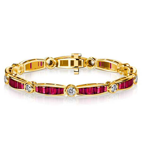bracelets - Italo Bezel Setting Baguette Cut Ruby Bracelets For Wedding, Italo jewelry - Online Catalog