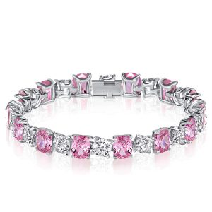 bracelets - Italo Cushion Cut White & Pink Stone Bracelets For Wedding, Italo jewelry - Online Catalog