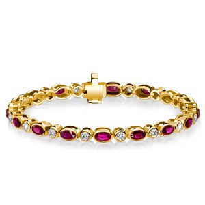 bracelets - Italo Golden Oval Cut Ruby Tennis Bracelets For Women, Italo jewelry - Online Catalog