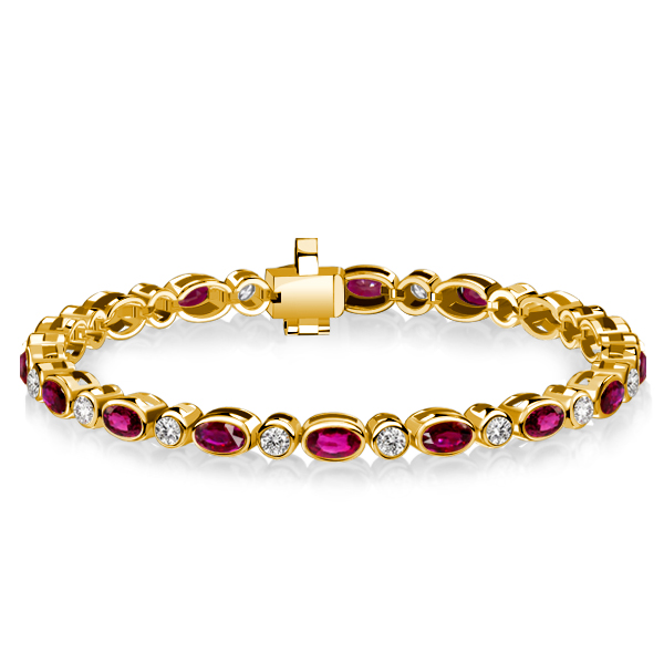 bracelets - Italo Golden Oval Cut Ruby Tennis Bracelets For Women, Italo jewelry - Online Catalog