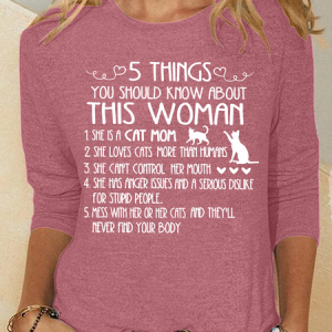 Cat Mom Things Woman Classic T-Shirt Casual Long Sleeve Shirt, Long sleeves, Lilicloth.com