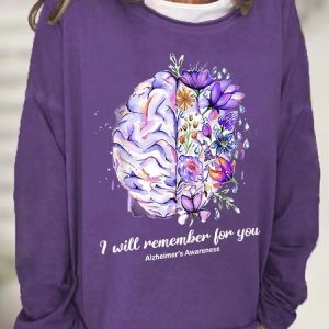 Women's I Will Remember For You Alzheimer's Awareness Casual Sweatshirt, Hoodies&Sweatshirts, Lilicloth.com