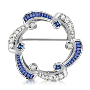 brooches - Vintage Blue Sapphire Wreath Silver Brooch For Women, Italo jewelry - Online Catalog