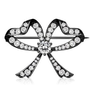 brooches - Black Vintage Round Cut Bow Brooch For Women, Italo jewelry - Online Catalog