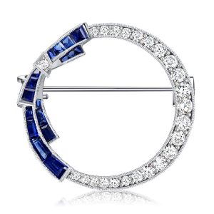 brooches - Italo Antique Blue Sapphire Circle Bow Silver Brooch For Women, Italo jewelry - Online Catalog