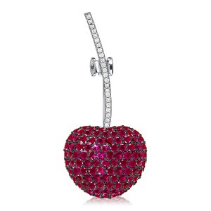 brooches - Italo Ruby Sapphire Round Cut Cherry Brooch For Women, Italo jewelry - Online Catalog