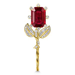 brooches - Ruby Sapphire Emerald Cut Flower Stick Pin Brooch Vintage, Italo jewelry - Online Catalog