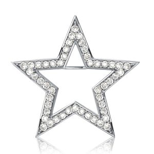brooches - Italo White Sapphire Star Brooch For Women Sliver Brooch, Italo jewelry - Online Catalog