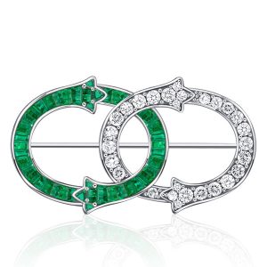 brooches - Emerald Sapphire Intertwined Brooch Antique Vintage Brooch, Italo jewelry - Online Catalog