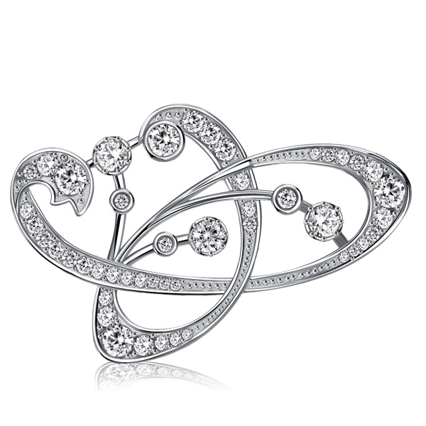 brooches - Italo White Sapphire Vintage Silver Brooch For Women, Italo jewelry - Online Catalog