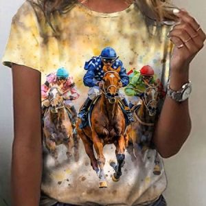 Women's Vintage Western Horse Print T-Shirt, T-shirts, Lilicloth.com