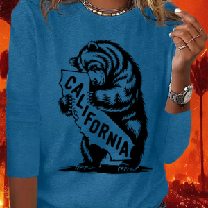 Women's Long Sleeve Tee T-shirt Spring/Fall Animal Printing Crew Neck Casual Top, JustFashionNow T-Shirts, color:Blue|size:XXL,