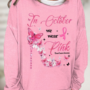 Breast Cancer Cancer Support Casual Cotton-Blend Sweatshirt, Hoodies&Sweatshirts, Lilicloth.com