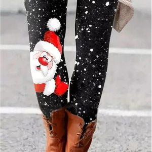 Women's Casual Christmas Jersey All Season Long Leggings, JustFashionNow Leggings, color:Black|size:XXL,