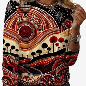 Women's Long Sleeve Tee T-shirt Spring/Fall Abstract Jersey Crew Neck Daily Going Out Casual Top, JustFashionNow T-Shirts, color:Multicolor|size:XXL,