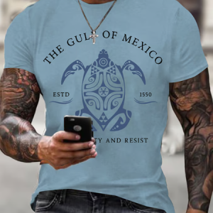 Men's Gulf Of Mexico Printed Round Neck T-Shirt, T-shirts, Lilicloth.com