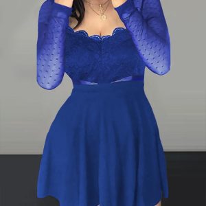 Dot Mesh Ruffles Long Sleeve Dress, women Mini Dresses, ChicMe catalog