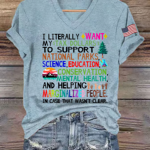 Women's Support National Parks Print V Neck T-Shirt, T-shirts, Lilicloth.com