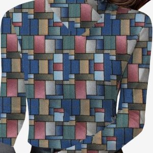 Women's Long Sleeve Blouse Spring/Fall Colorblock Daily Going Out Casual Top, JustFashionNow Blouses, color:Blue|size:XXL,