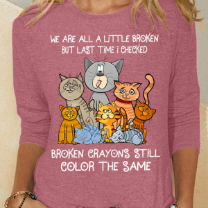 We Are All A Little Broken Casual Long Sleeve Shirt, Long sleeves, Lilicloth.com
