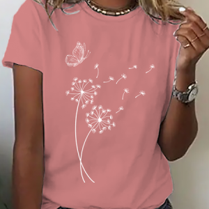 Dandelion Wild Flower Cotton T-Shirt, T-shirts, Lilicloth.com