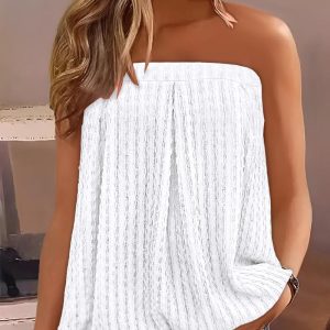 Ruched Bandeau Textured Tank Top, women Tanks & Crop Tops, ChicMe catalog
