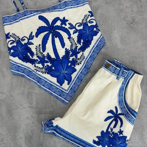 2 Pieces Outfit Floral Print Spaghetti Strap Bandeau Top and Casual Pocket Design Shorts Set, women Two-piece Sets, ChicMe catalog
