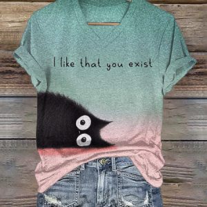 Casual Animal Crew Neck Short Sleeve T-shirt, T-shirts, color:Aqua blue|size:4XL, catalog Noracora shop