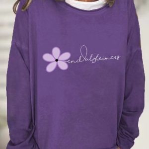 Alzheimer's Flower Casual Sweatshirt, Hoodies&Sweatshirts, Lilicloth.com
