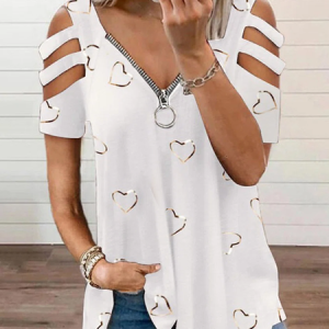 Women's Short Sleeve Blouse Summer Plain V Neck Daily Going Out Casual Top, JustFashionNow Shirts, color:White|size:5XL,
