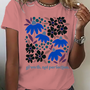 Mental Health Shirt, Growth Not Perfection, Positive Affirmation T-Shirt Cotton T-Shirt, T-shirts, Lilicloth.com