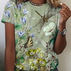 Regular Fit Floral Cotton Casual T-Shirt, T-shirts, Lilicloth.com