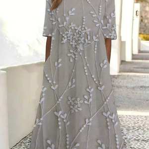 Women's Short Sleeve Summer As Picture Floral Printing Crew Neck Daily Going Out Casual Maxi H-Line Shift Dress Dress, Dresses, Lilicloth.com