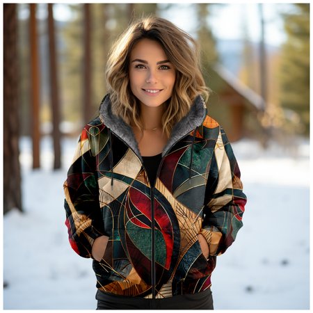 Women's Autumn Outerwear Casual Geometric Long Sleeve Hoodie Jacket, JustFashionNow Jackets, color:Multicolor|size:4XL,