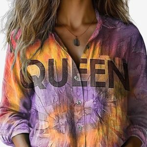 Women's Long Sleeve Shirt Spring/Fall Ombre Shirt Collar Holiday Going Out Casual Top, JustFashionNow Shirts, color:Orange|size:XXL,