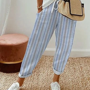Women's Striped Ankle Pants Pant Casual Spring/Fall Trousers, JustFashionNow Pants, color:Blue|size:4XL,