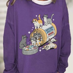 Serotonin Booster Cats Super Cute Artsy Creative Casual Sweatshirt, Hoodies&Sweatshirts, Lilicloth.com