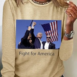 Cotton-Blend Loose Figure Casual T-Shirt, Long sleeves, Lilicloth.com