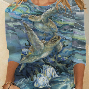 Casual Animal Crew Neck Long Sleeve T-shirt, T-shirts, color:As Picture|size:XXL, catalog Noracora shop