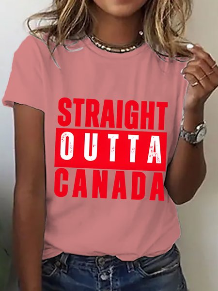 Women's Straight Outta Canada Casual Short Sleeve T-Shirt, T-shirts, Lilicloth.com