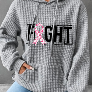 Breast Cancer Fight Cancer Simple Loose Hoodie, Hoodies&Sweatshirts, Lilicloth.com