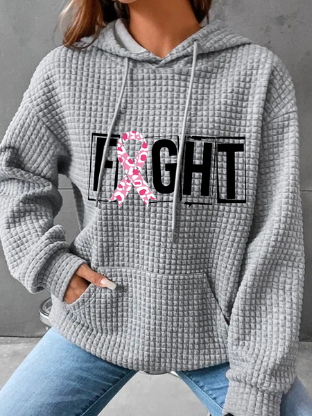 Breast Cancer Fight Cancer Simple Loose Hoodie, Hoodies&Sweatshirts, Lilicloth.com