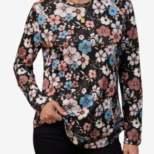Women's Long Sleeve Tee T-shirt Spring/Fall Floral Jersey Crew Neck Daily Going Out Casual Top, JustFashionNow T-Shirts, color:flower|size:XXL,