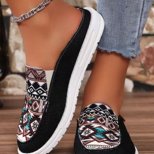 Casual Fabric Ethnic All Season Loafers, JustFashionNow Loafers, color:Black|size:43,