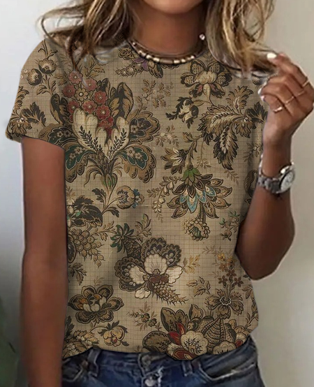 Vintage flower Print T-Shirt, T-shirts, Lilicloth.com - Image 4